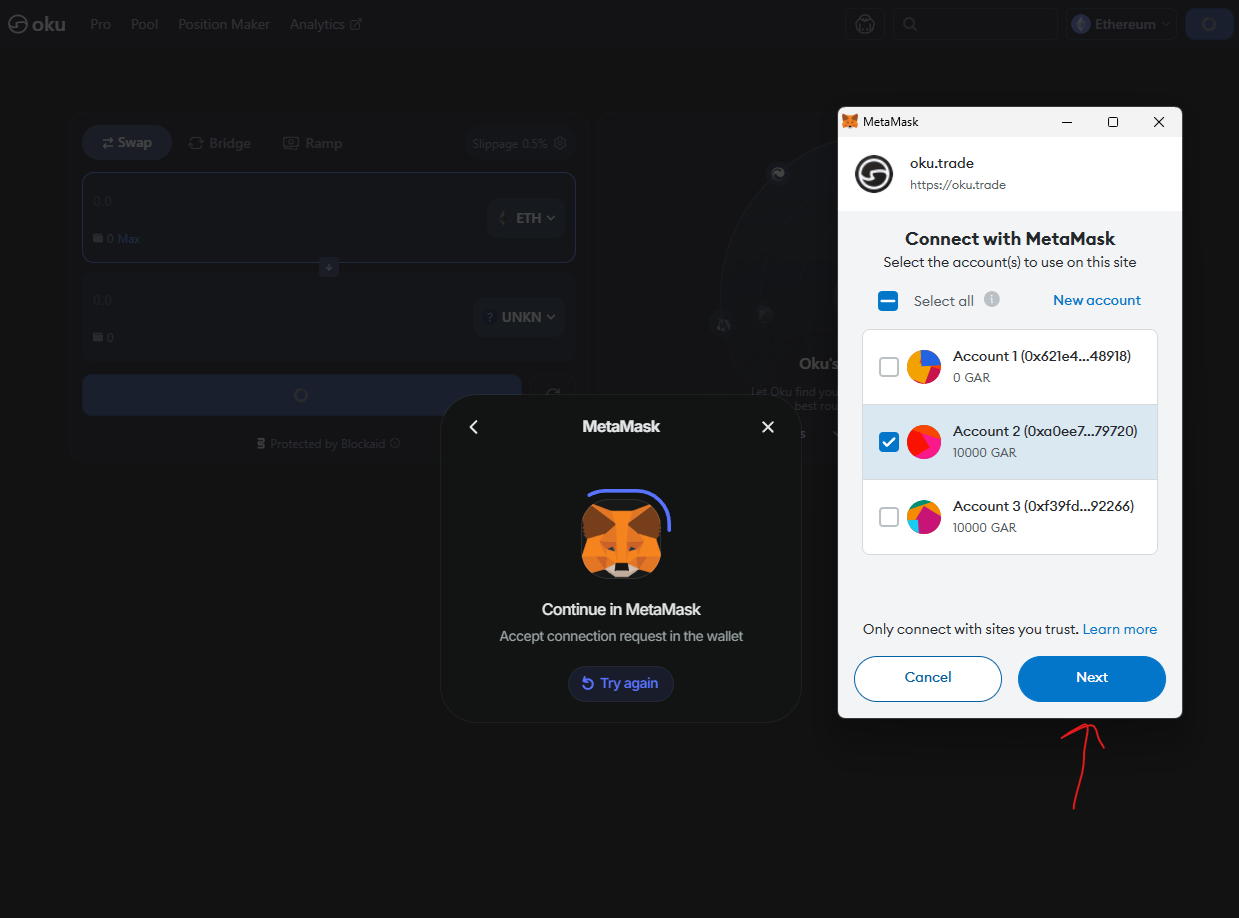 Choose account